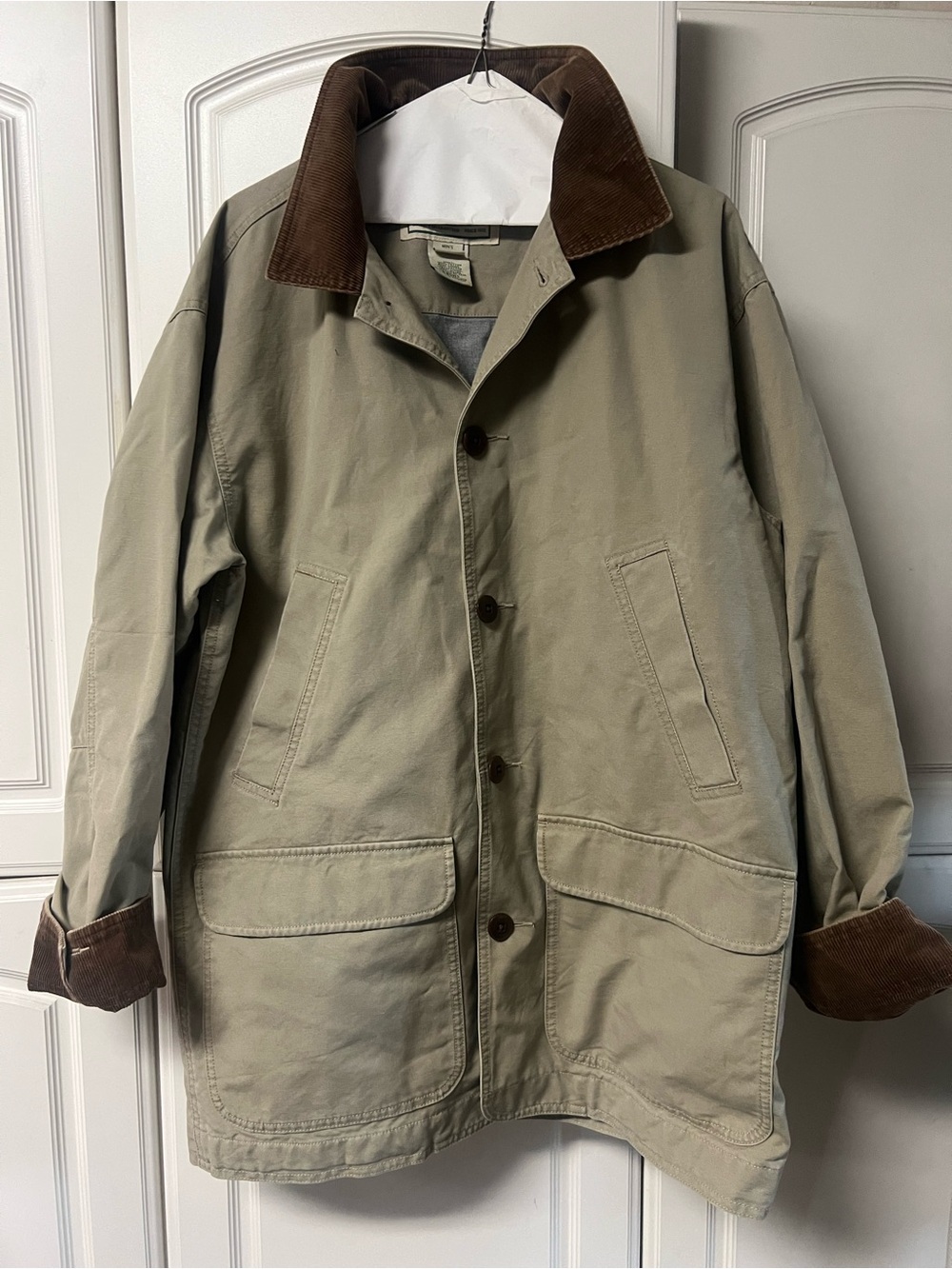 Vintage L.L. BEAN Khaki Beige Cotton Thinsulate Insulated Field Chore Coat